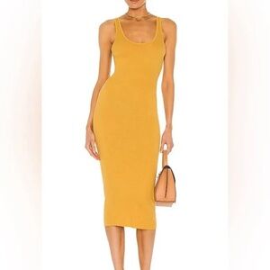 NWOT XS Enza Costa Elegant Mustard Yellow Sleeveless Dress